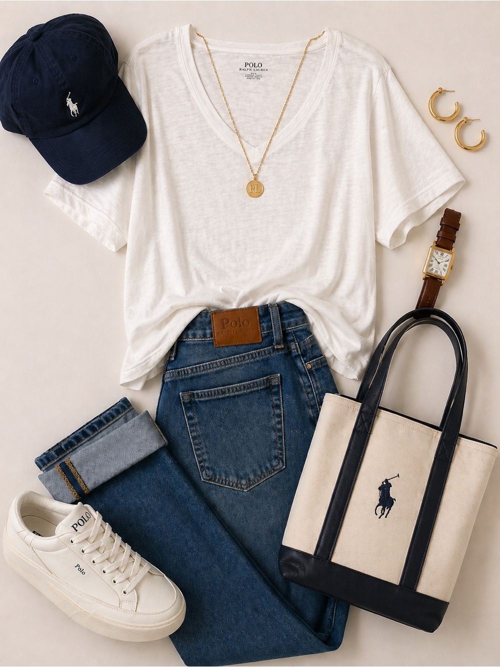 Polo by Ralph Lauren White V-Neck Short Sleeve Tee